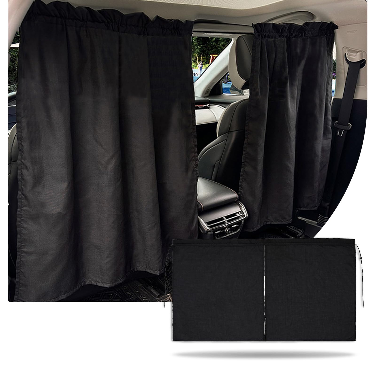 Tenda Divisoria Interni Auto Isolamento Termico Sedili Anteriori Posteriori 140x70cm Nero