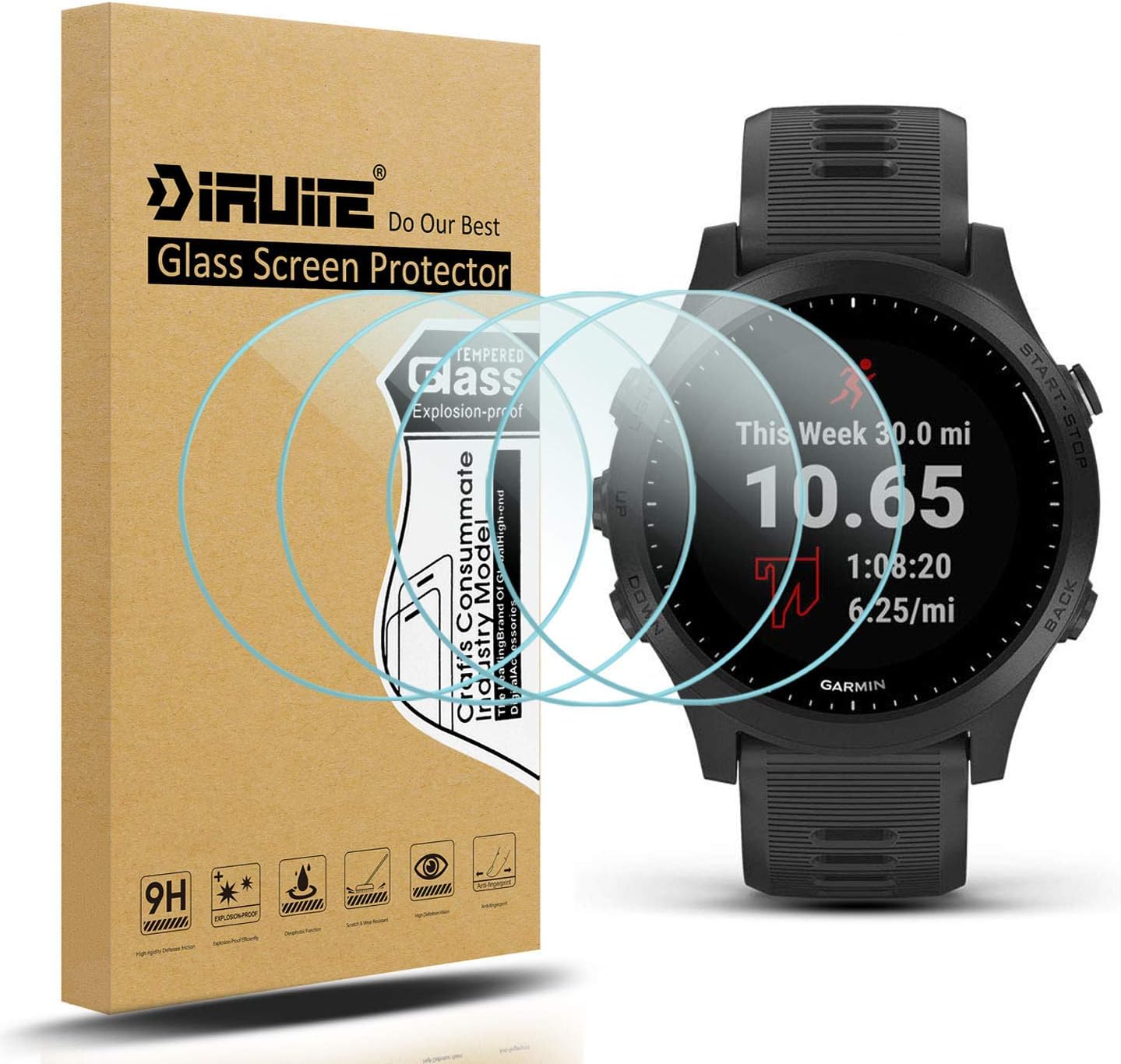 Suoman 4-Pack for Garmin Forerunner 945 Screen Protector, 2.5D 9H Hardness Ultra-Thin Tempered Glass Screen Protective Film [Anti-Scratch]
