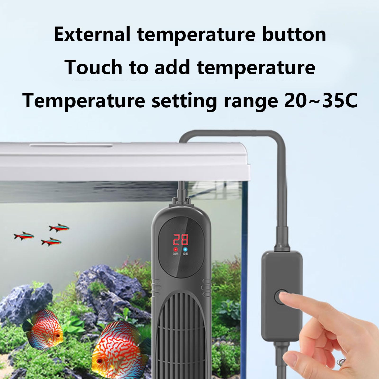 PEIXEN Calentador Sumergible para Acuario, Calentador Led para Acuario, 50w/100w/200w/300w, con Pantalla Inteligente De Temperatura, Protección contra Altas Temperaturas 200w