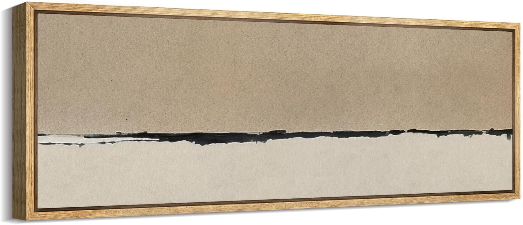 MUDECOR Large Framed Canvas Print Wall Art Minimalist Beige and Black Abstract Horizon Retro Fine Art Illustrations Decorative Colorful Multicolor for Bedroom - 60"x20"