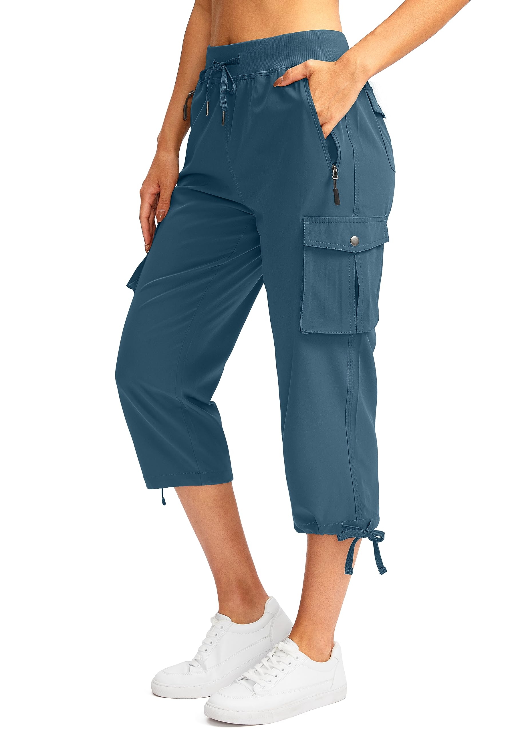 Soothfeel Women's Cargo Capris Pants with 6 Pockets Lightweight Quick Dry