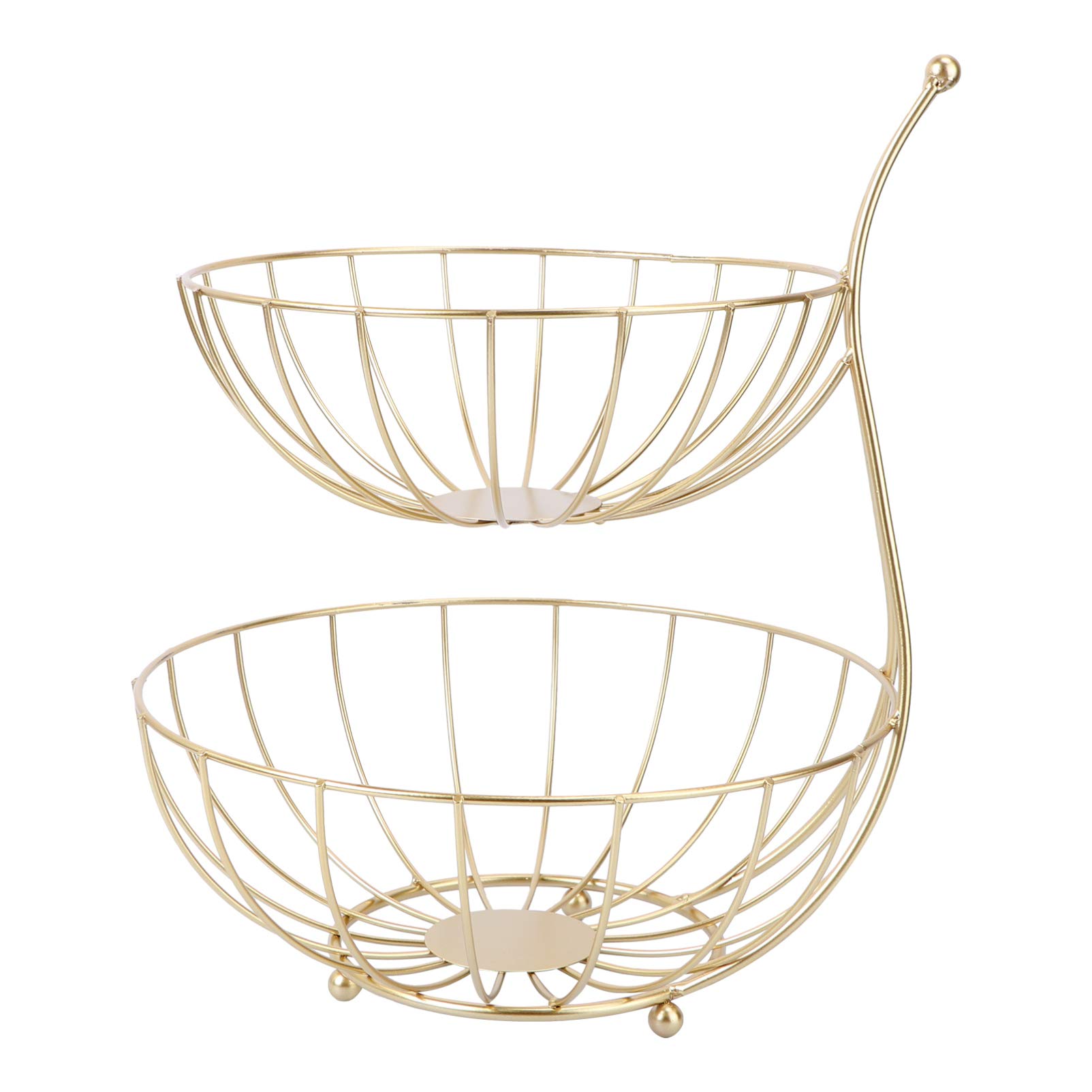 Cnfhfry One Color Fruit Bowl， 2 Tier With Banana Holder For Vegetables Fruit Snacks Bread Display Stand Kitchen Decoration-Gold