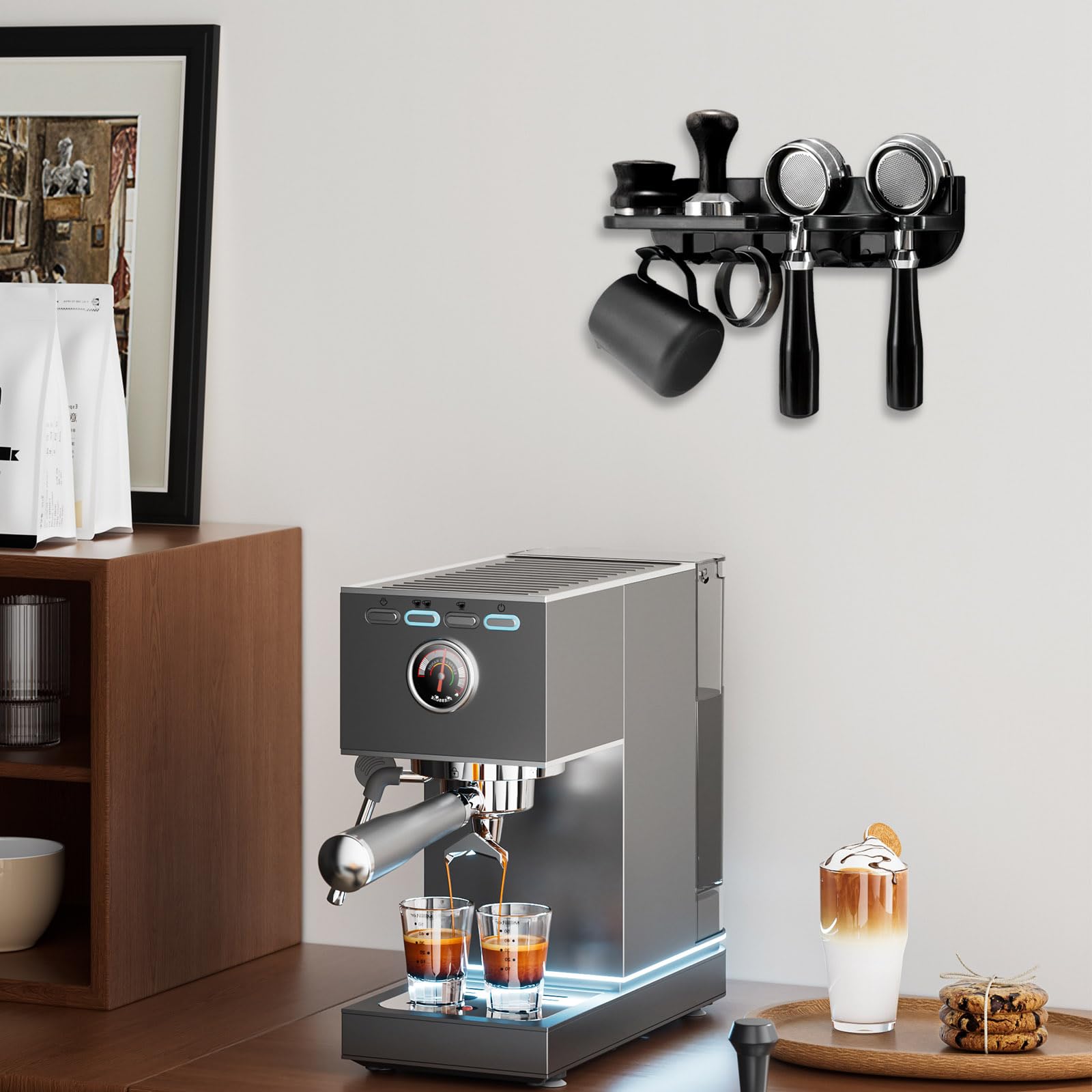 NEOUZA Espresso Accessories Holder | Wall Mounted Organizer For 51/53/58mm Tamper, Portafilter & Tools