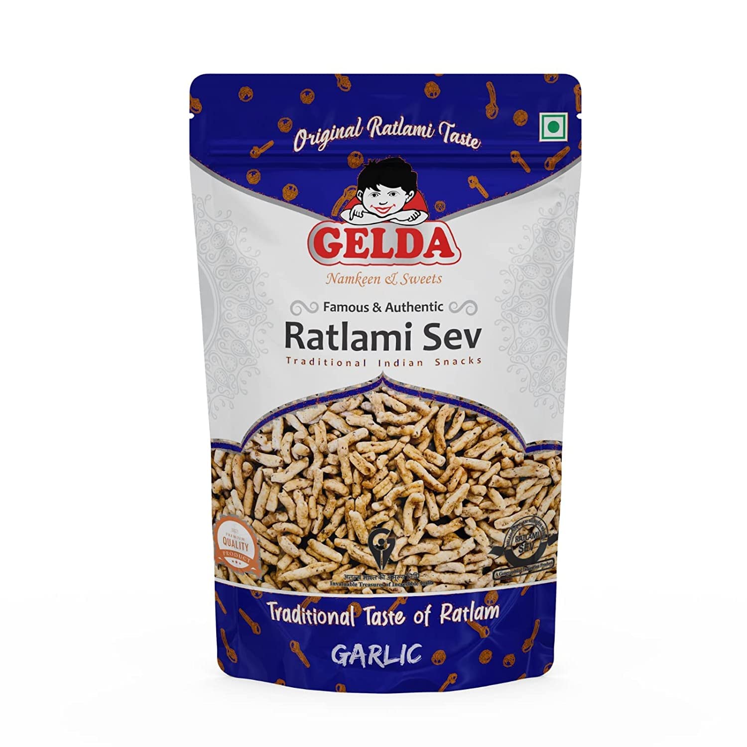 Gelda 1 Kg Namkeen Ratlami Snacks | Handmade and Healthy Namkeen Snacks | Orignal Ratlami Evening Snacks (Garlic Sev)