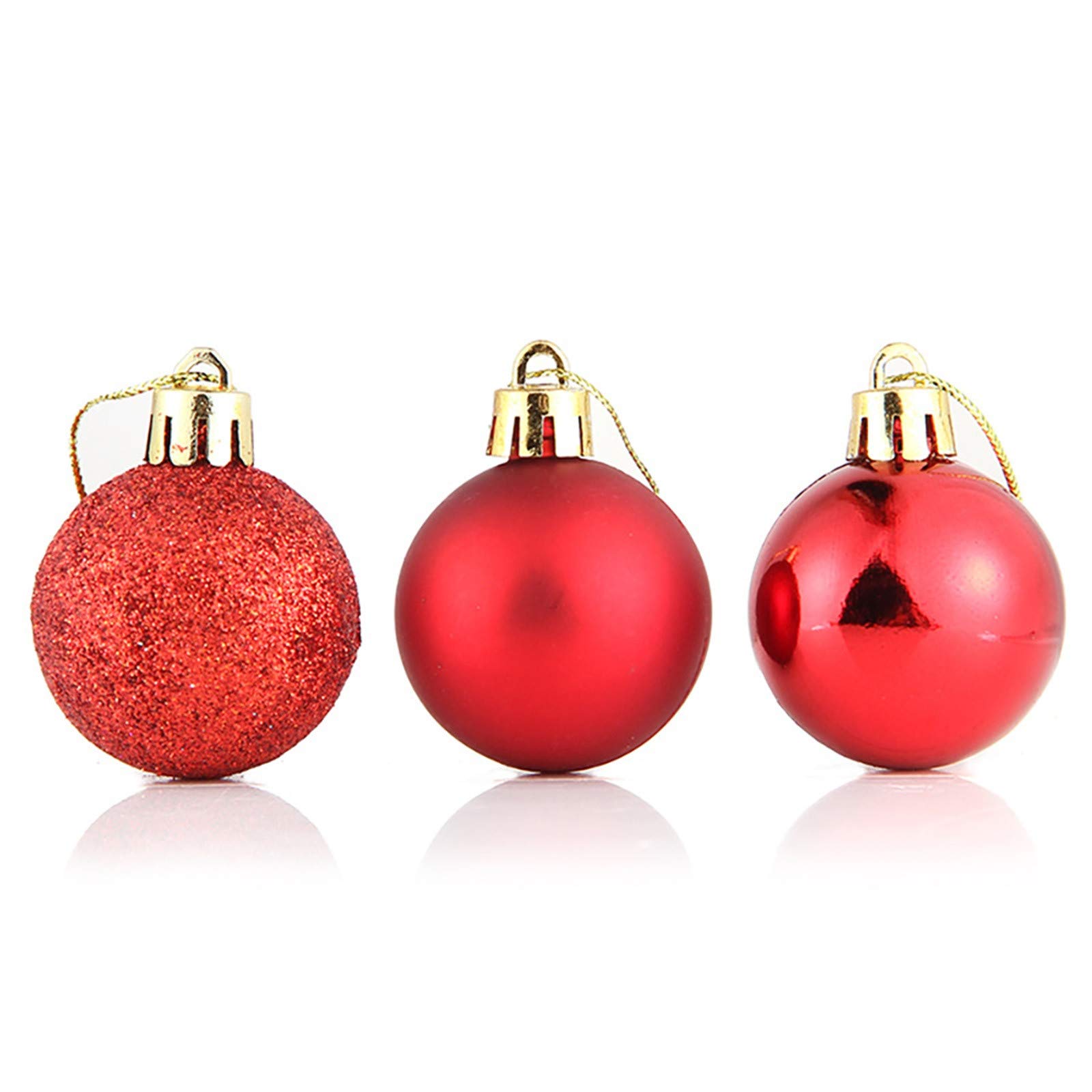 Sepkus Juego de 24 Bolas de Bolas de Navidad de plástico Transparente para decoración del hogar para cumpleaños, Navidad, Bodas, Fiestas, Festivales, Talla única (Rojo)