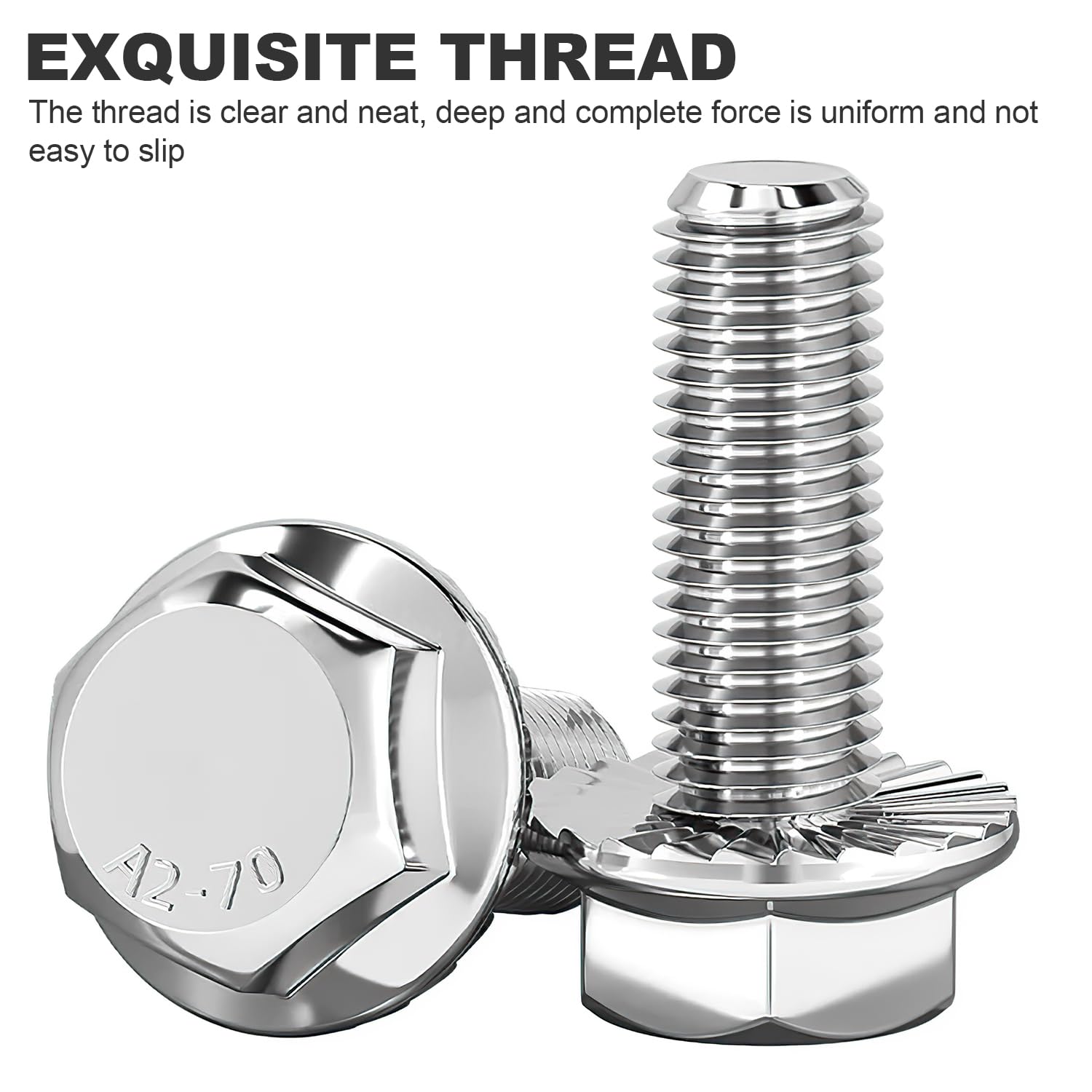 Lot De 10 Vis à Tête Hexagonale M8 - Acier Inoxydable SS304 - Avec Bride Intégrée - Longueurs Multiples - Pour Fixations Industrielles