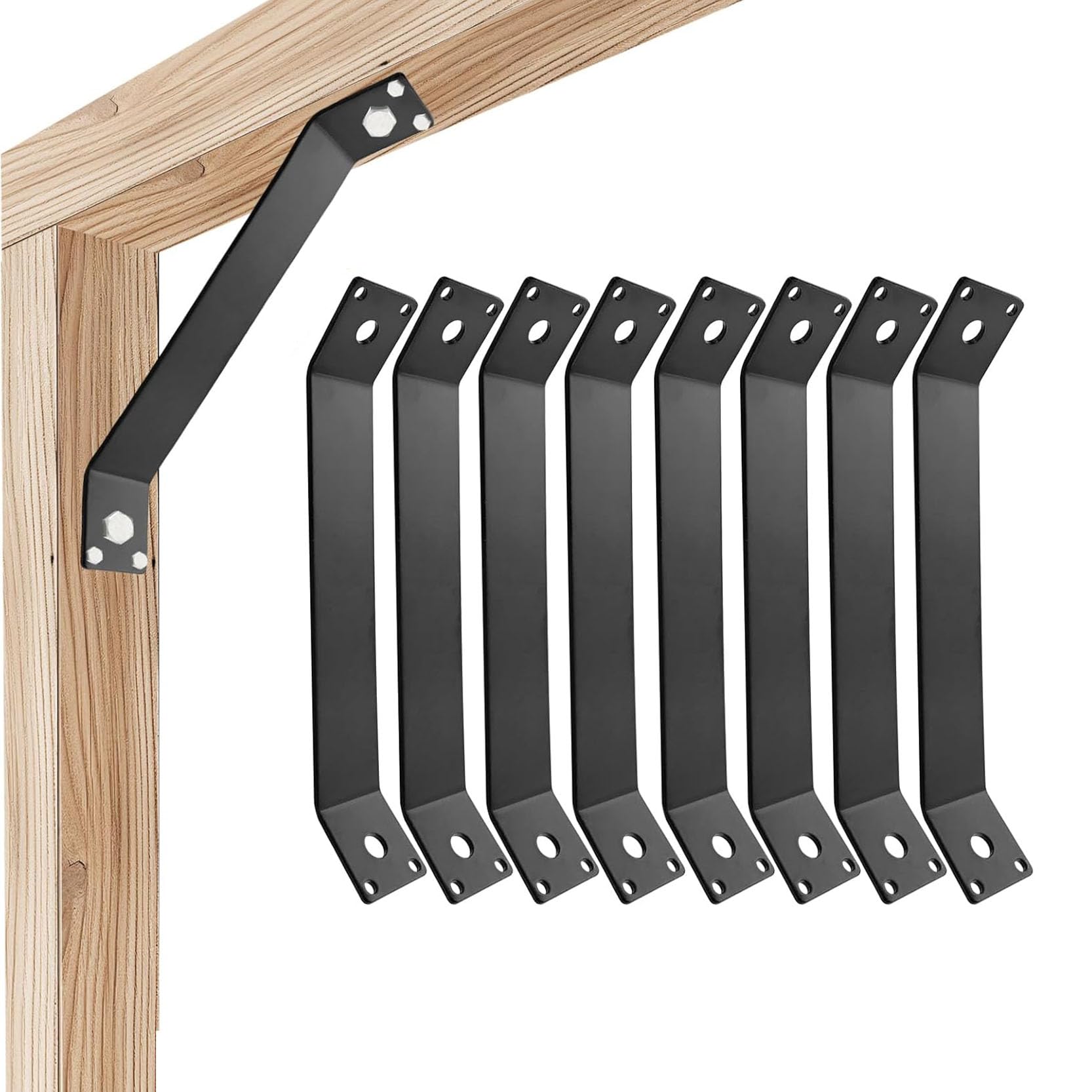 LQSYBHD Angle Brackets 8 Pcs Wooden Structures Support 7" Inside Mount 45-Degree Angle Corner Braces Inside Joint for Wood Post And Beam Desk Edge Box Pergola Gazebo DIY Kit