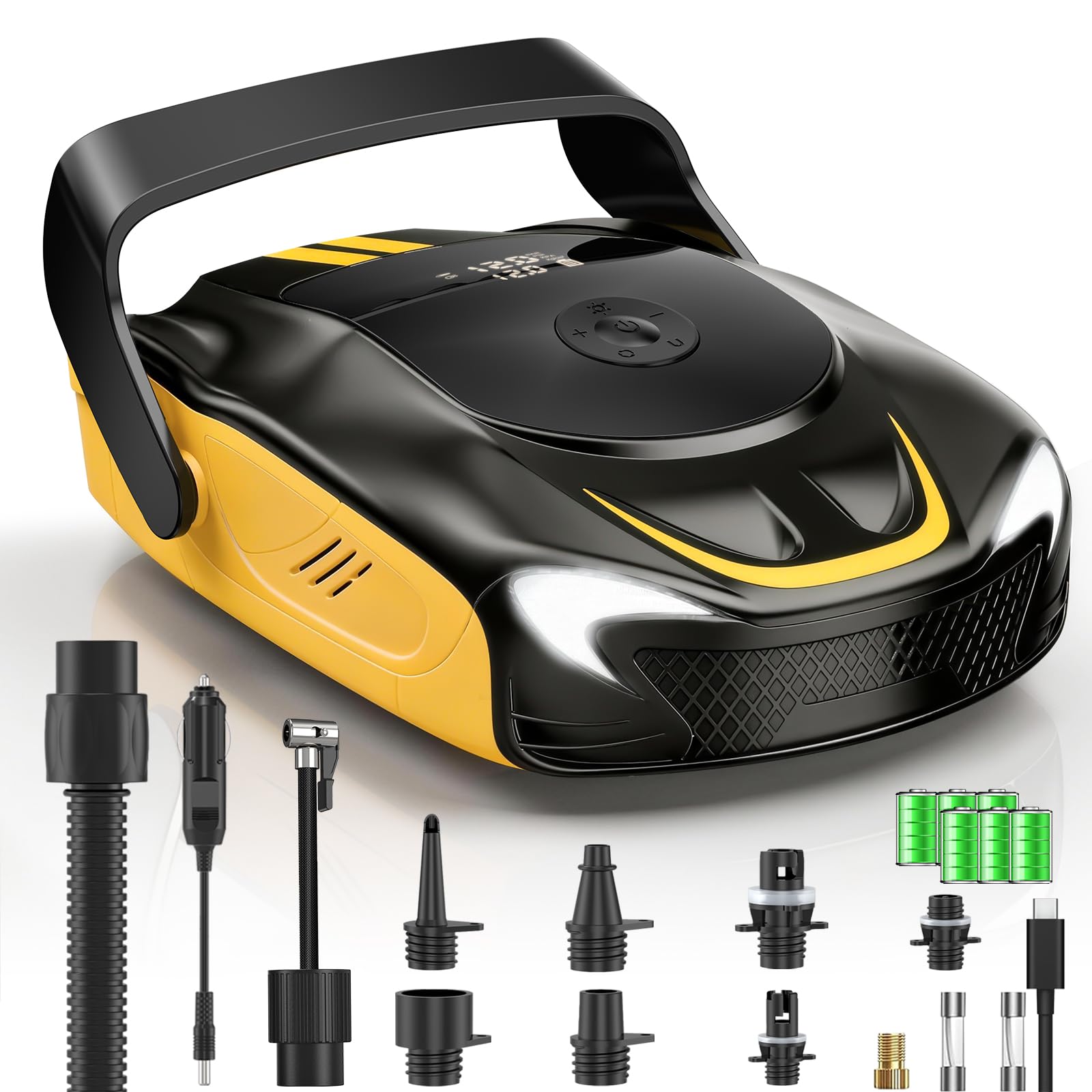 Pompa Elettrica per SUP 50 PSI, Pompa ad Aria Ricaricabile, con Gonfiaggio/Sgonfiaggio Intelligente e Luce LED, Ideale per Tavole SUP, Kayak, Moto, Palloni, Materassini Gonfiabili