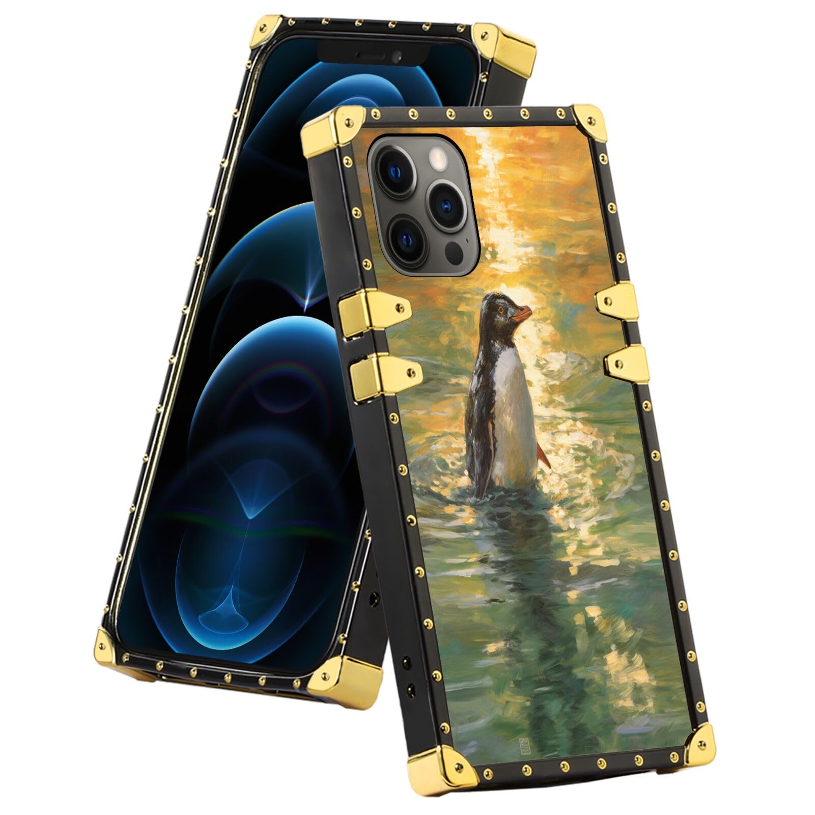 Elgzigok Phone Case for iPhone 12 Pro Max with Penguin-aa7 Pattern Design Black Soft TPU Slim Fit Anti Scratched Protection Cover Case