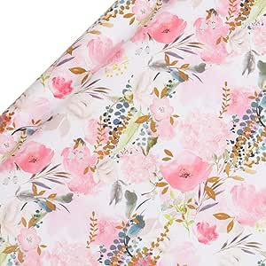 Glick RST21 Luxury Roll Wrap, Pink Floral Wrapping Paper, Perfect for