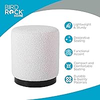 Vista 4 de BIRDROCK HOME Taburete otomano redondo Boucle Taburete de tocador acolchado suave y compacto Ideal para la sala de estar, dormitorio