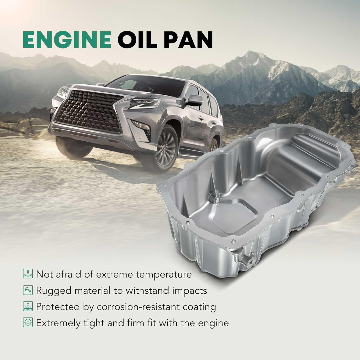 YHTAUTO Engine Oil Pan and Drain Plug Replacement for Chrysler Sebring 2001-2006 & Dodge Caravan Stratus & Plymouth Breeze Voyager(L4 2.4L Engine Only)