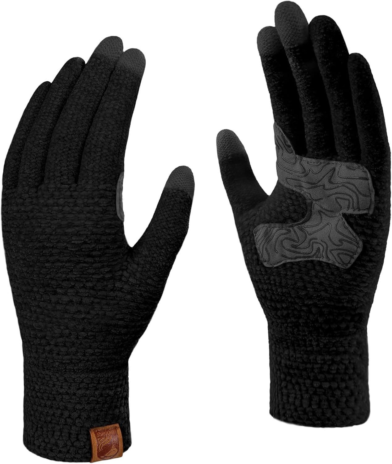 Womens Gloves with Touchscreen Winter Chenille Warm Knit Glove for Cold Weather