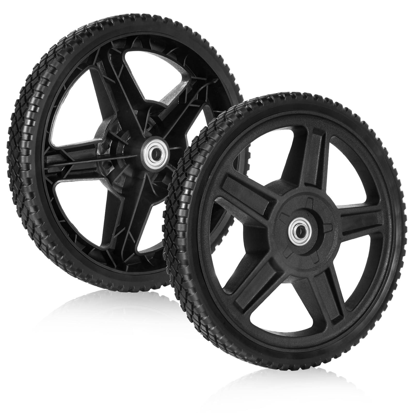 Ruedas para cortacésped de 12 pulgadas (paquete de 2) – Ajuste universal para la mayoría de cortacéspedes – Ruedas resistentes de 90 libras de capacidad con orificio de 1/2