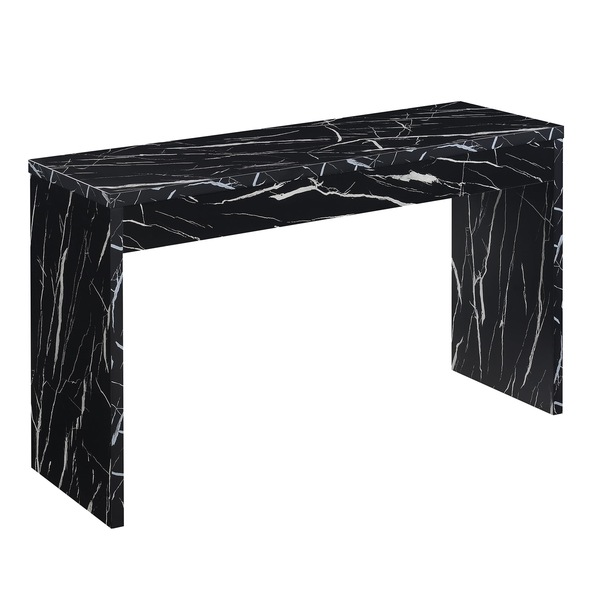 Convenience Concepts Northfield Hall Console Table 48" - Modern, Minimalist Narrow Sofa Display Accent for Contemporary Living Room, Entryway, or Hallway, Black Faux Marble