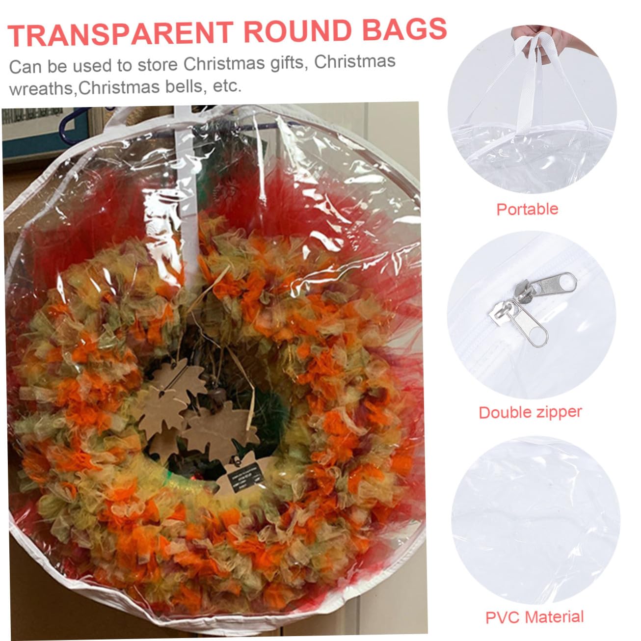 Amosfun 2 STK Weihnachts-Aufbewahrungstasche Weihnachtsbaum durchsichtige Geschenktüten große Aufbewahrungstasche geschenktüte transparent Kranztasche für Weihnachten Kranz Tasche PVC
