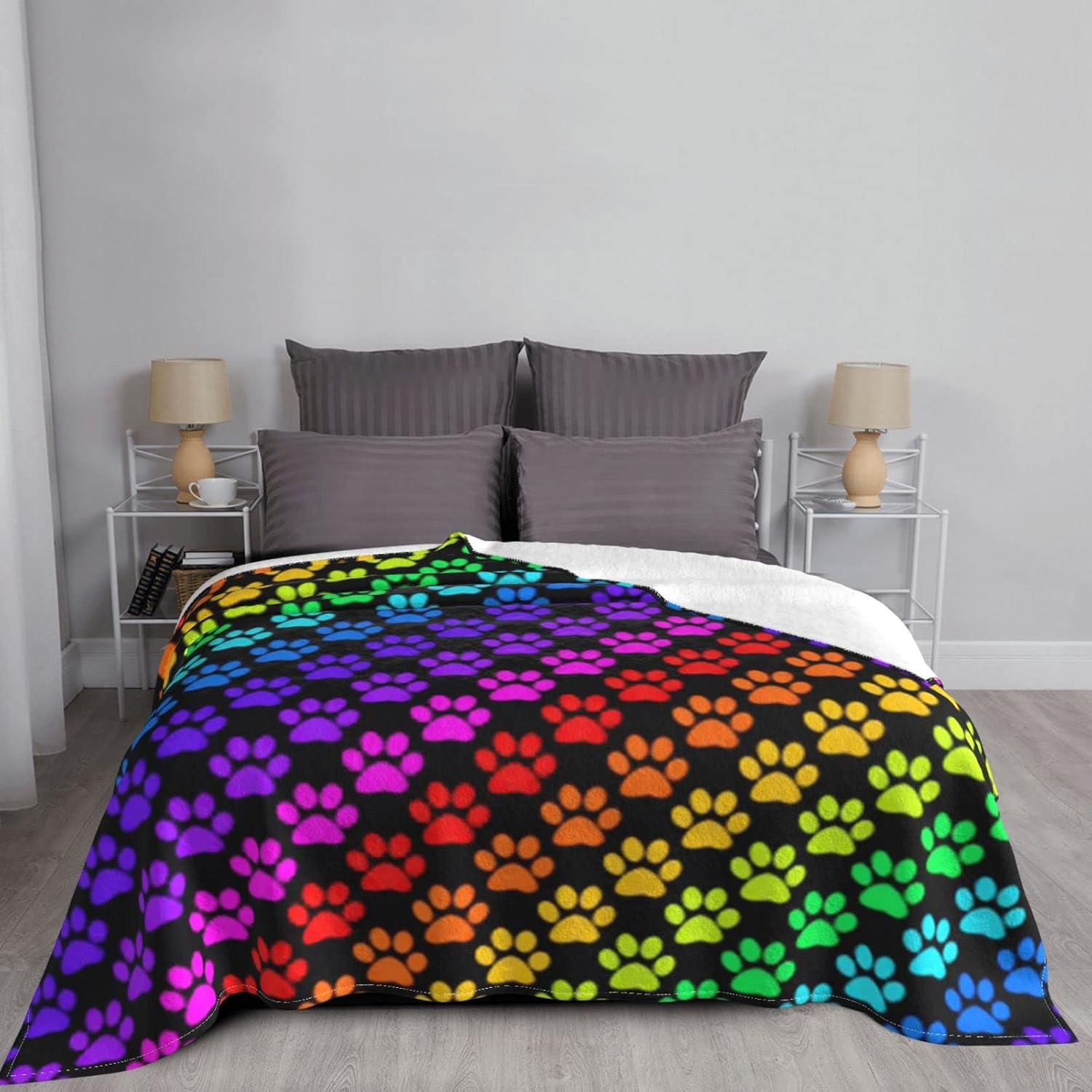 Animal Footprints Blanket Ultra Soft Micro Fleece Blanket Throw for Couch Sofa Bed