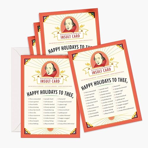 Shakespeare Insults - Juego de tarjetas navideñas (6 unidades)