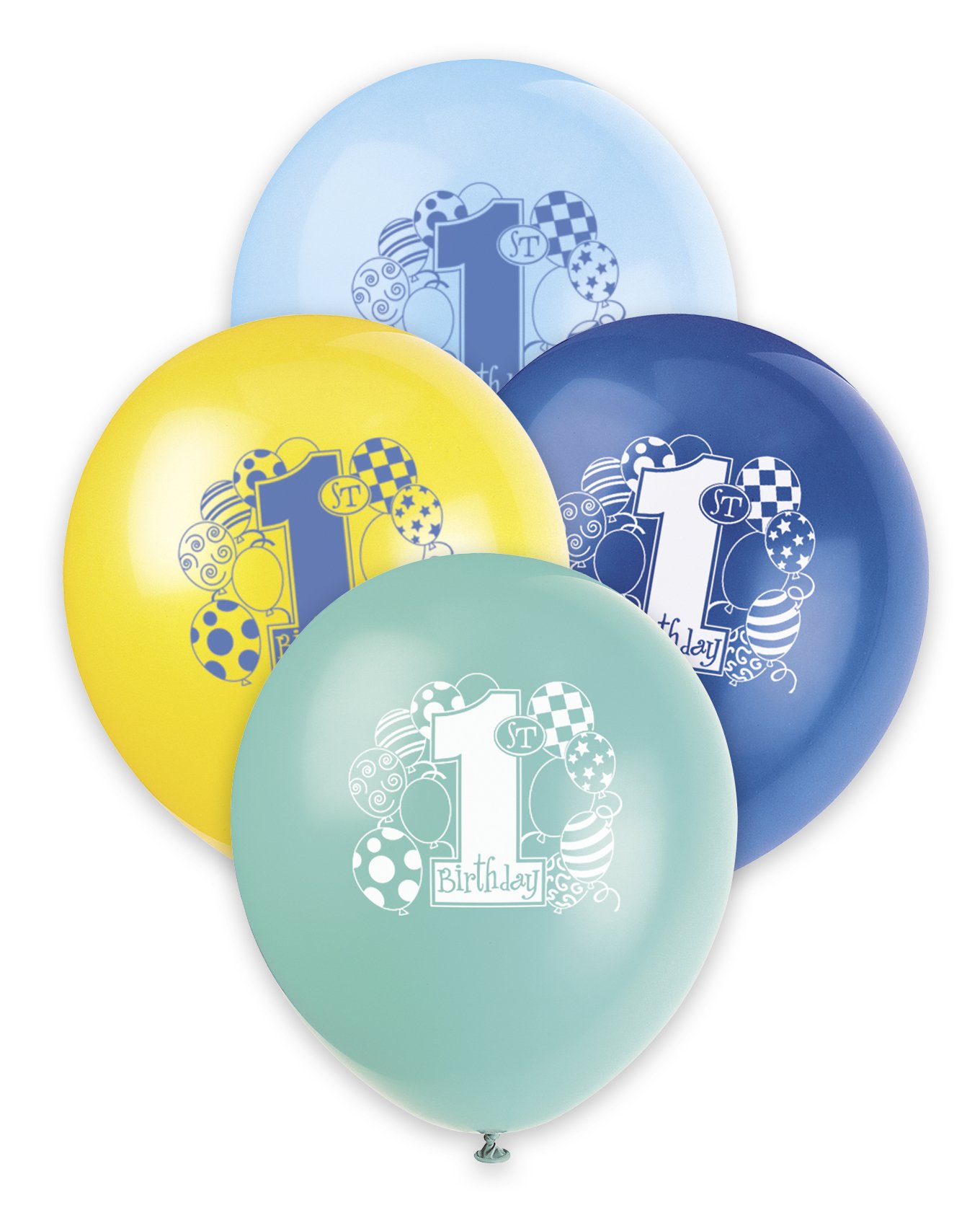 Unique Party 23955 - 12" Latex Blue Balloons 1st Birthday Balloons, Pack of 8
