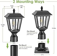 Vista 7 de Greluna Luces Solares para Postes, Lámpara Solar de Poste del Anochecer al Amanecer con Base de Montaje para Pilar, Luces de Poste Exteriores