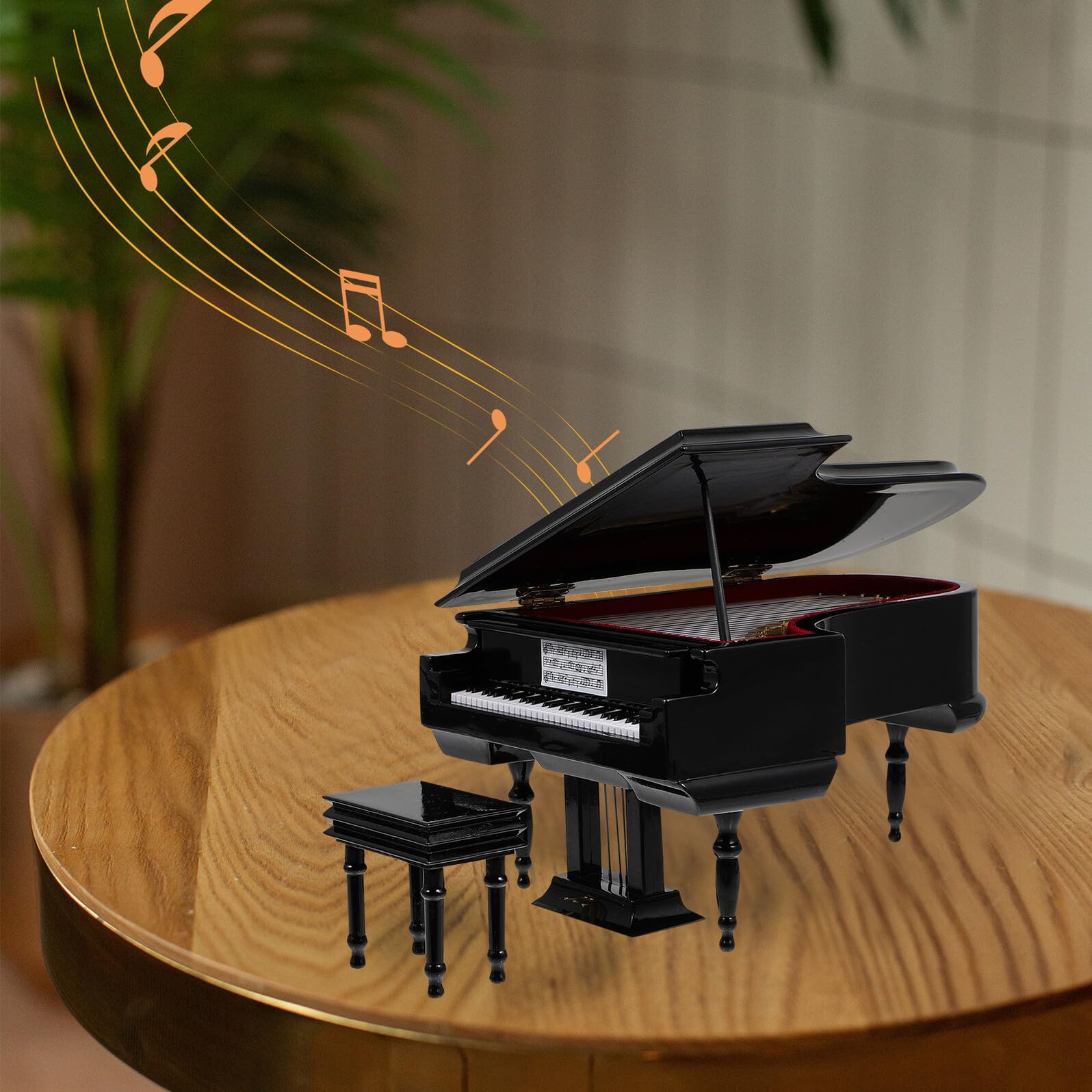 TOYANDONA Carillon Mini Pianoforte in Plastica e Metallo Nero, Decorazione da Tavolo Portatile per Casa o Ufficio, Regalo per Musicisti e Pianisti