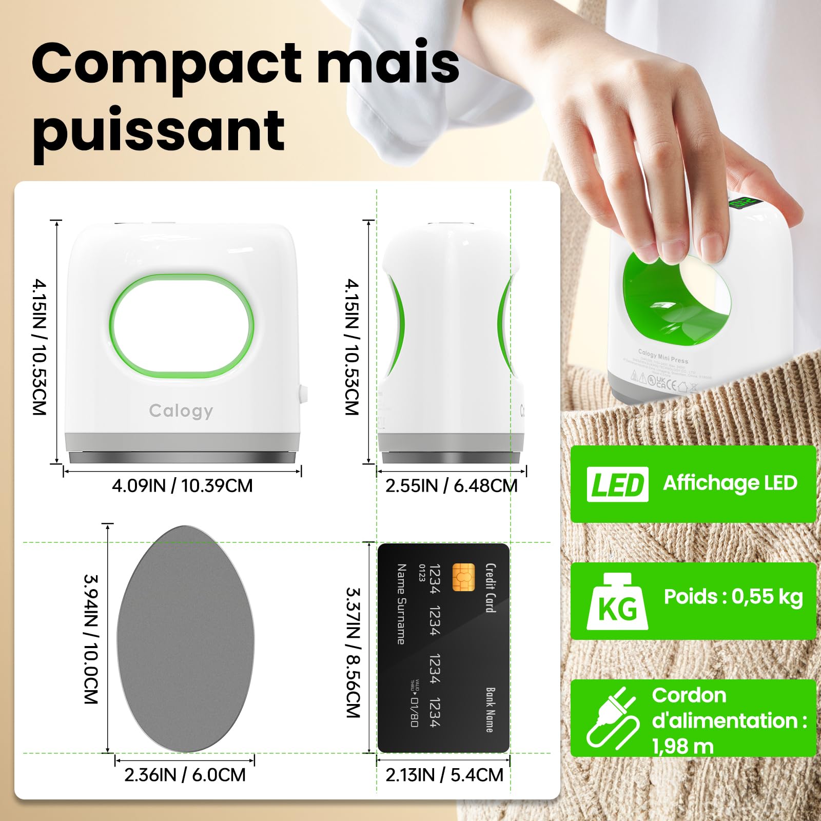 Calogy Mini presse à chaud, Traceur de transfert 4 niveaux de température max 210 ℃ Fer d'impression de précision à chauffage rapide pour t-shirts, manchettes, chaussures, tasses et bricolage