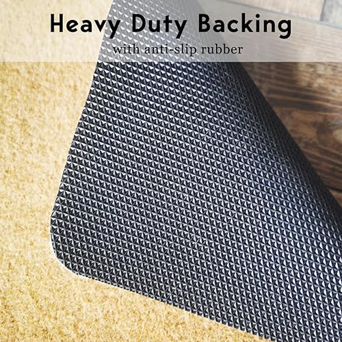 Miniatura 5 de Assaoy Felpudo de fibra de coco con respaldo resistente, tapete de bienvenida para interiores y exteriores, tapete de goma antideslizante fácil de