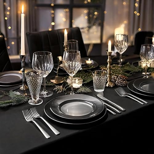 Miniatura 4 de IVAPUPU Black Table Cloth for Rectangle Table - 60 x 84 Inch Tablecloths Rectangular Waterproof Washable Wrinkle Resistant for 6 FT Wedding Cocktail