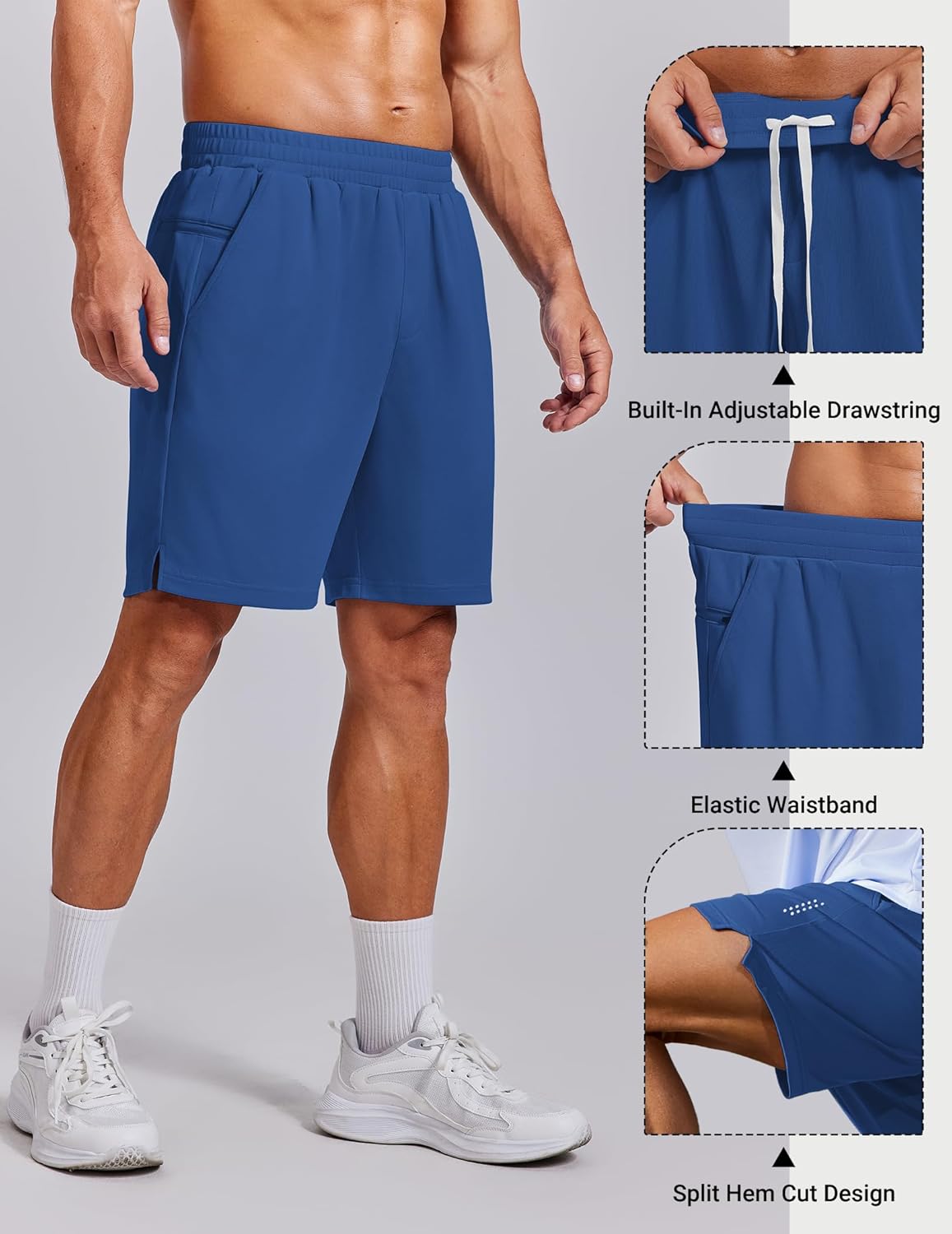 COOFANDY Mens Athletic Running Shorts with Zipper Pockets Quick Dry 7" Gym Workout Training Shorts - Image 4