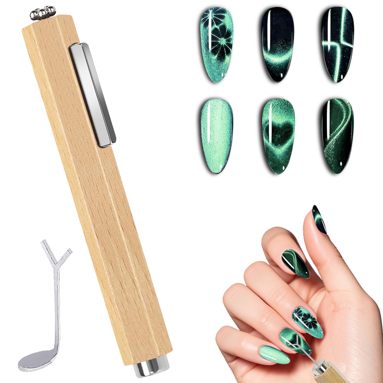 3 in 1 Nail Magnet with Heart Shaped Cat-Eye Tool Multifunctional Cat Eye Gel Nail Polish Magnet Pen