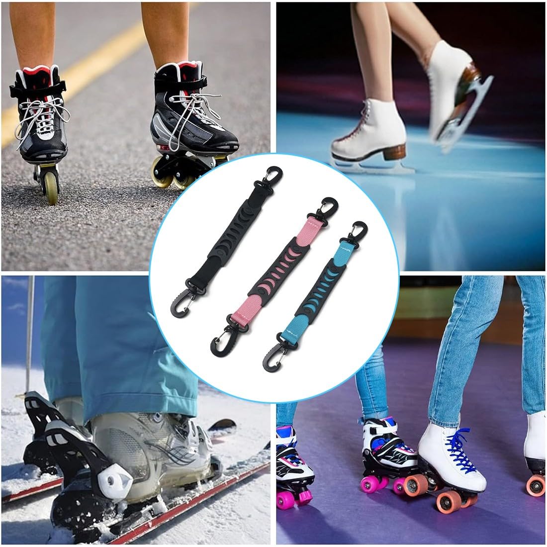 Patines Correa Transporte Portátil 3 Pcs Esquí Carrier Pole Asa