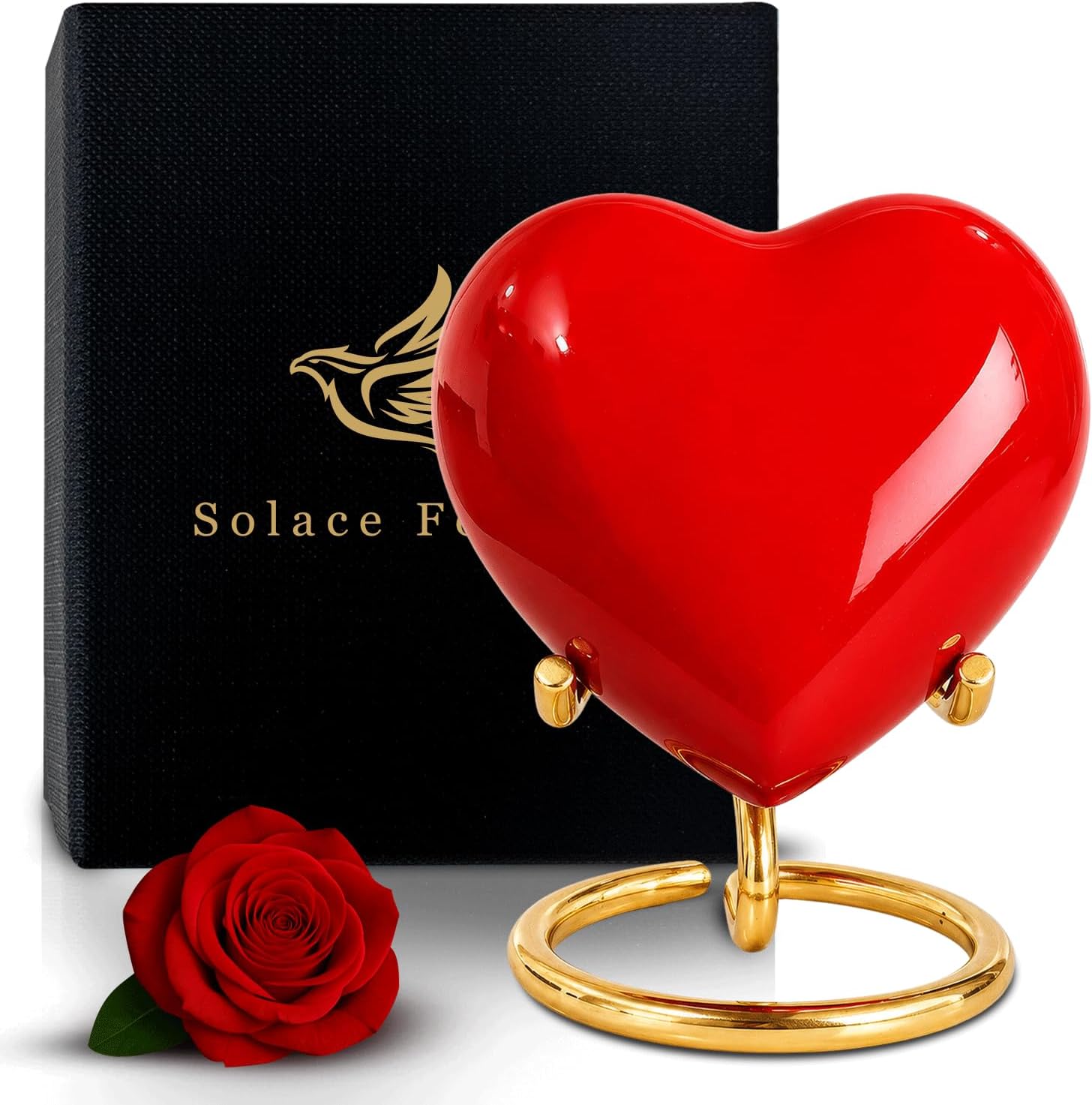 Mini Urn for Human Ashes – Keepsake Urn for Ashes – Small Heart Urn Memorial with Stand – A Beautiful Heart Shaped Tribute for Women, Men, Baby & Infant (Red, Small)