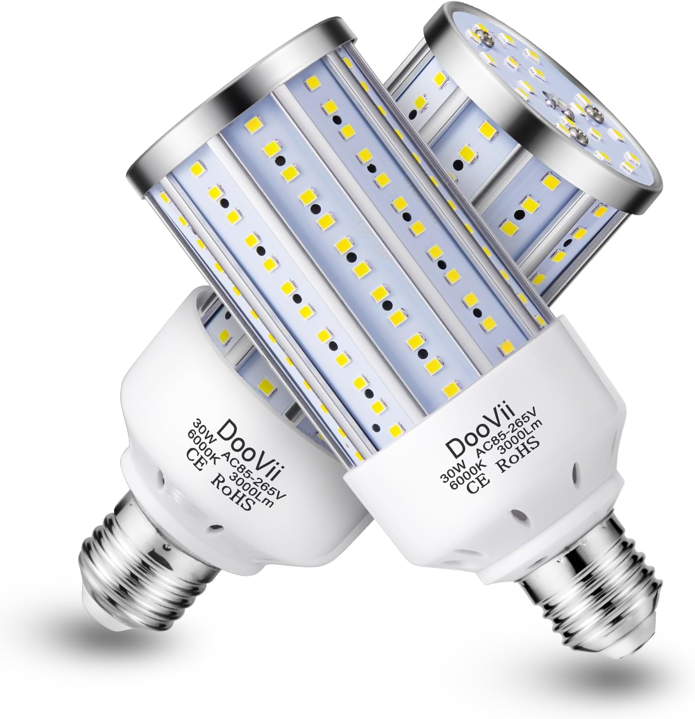 2-Pack 200W Equivalent LED Corn Light Bulb,3000 Lumen 6000K,Cool Daylight LED Street and Area Light,E26/E27 Medium Base,for Outdoor Indoor Garage Warehouse High Bay Barn Backyard and More