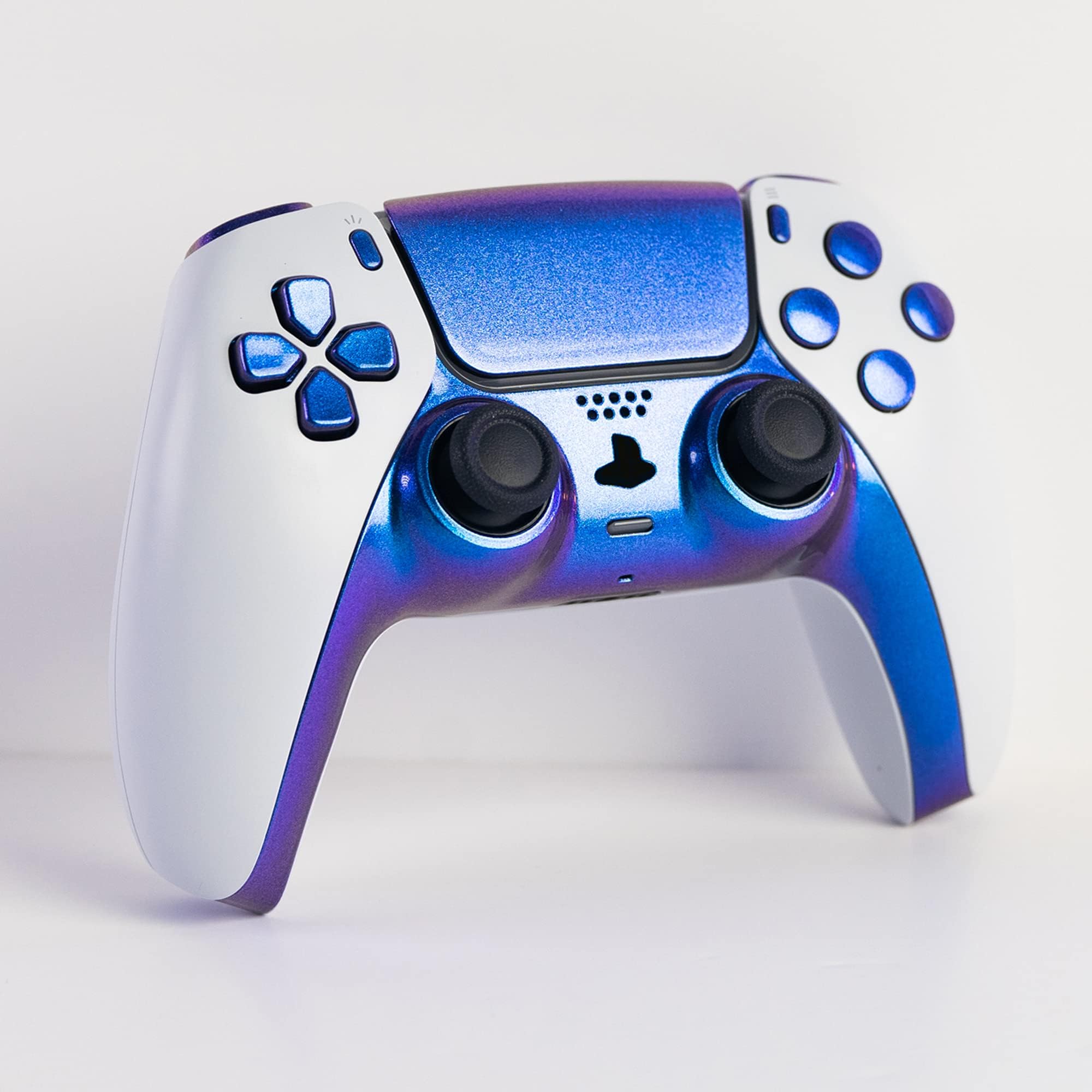 Gamenetics Custom Official Wireless Bluetooth Controller for PS5 Console - PC - Un-Modded - Video Gamepad Remote (ColorShift Inverted Aqua Violet)