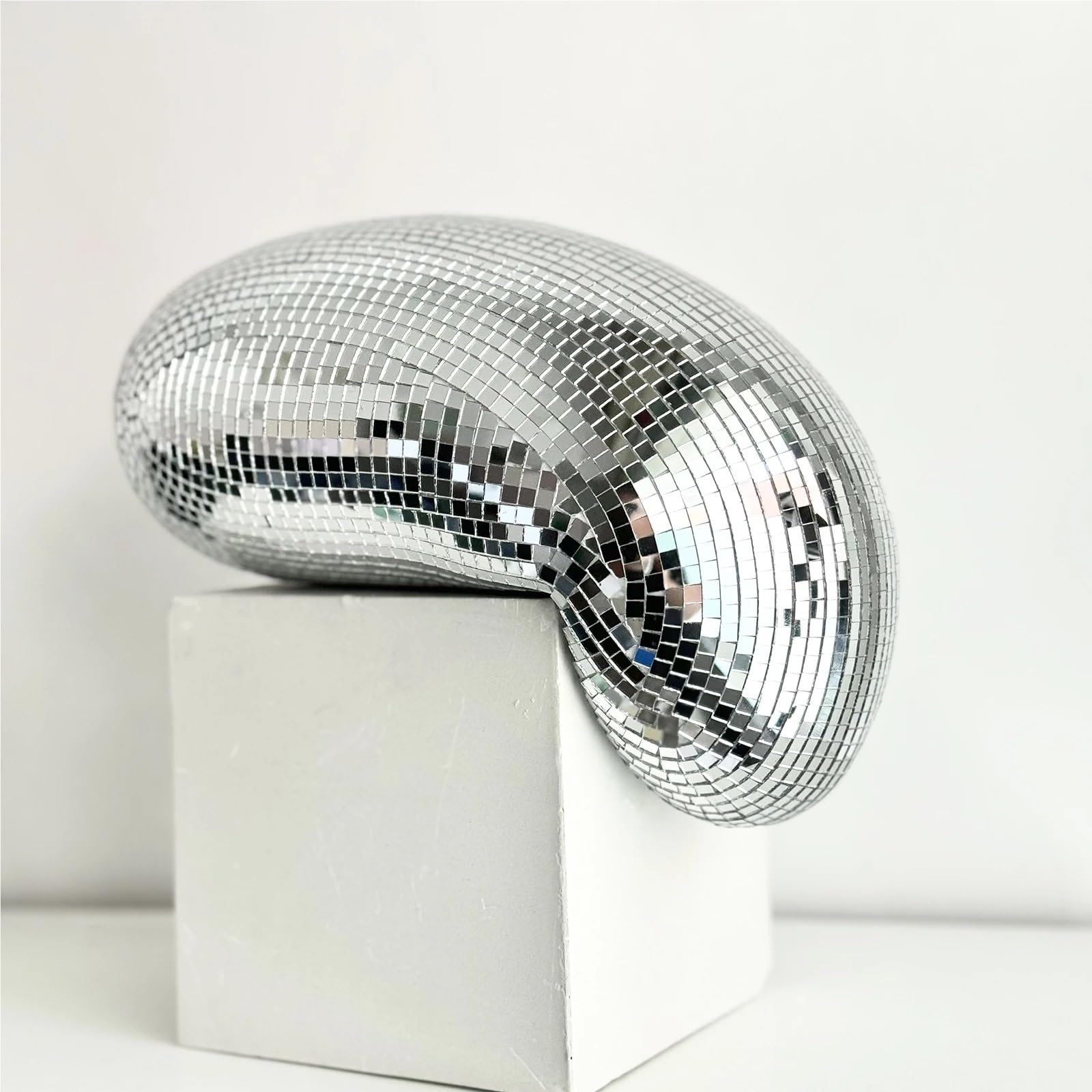 Kule dyskotekowe, stopione kule, nowoczesny wystrój domu, ręcznie robione lustro, estetyczny pokój, topniejący blask, funky(Silver)