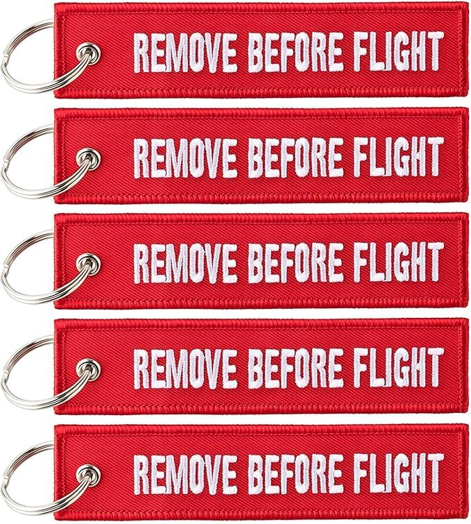 Remove Before Flight Keychain and Luggage Tag Set, 5-Pack, for