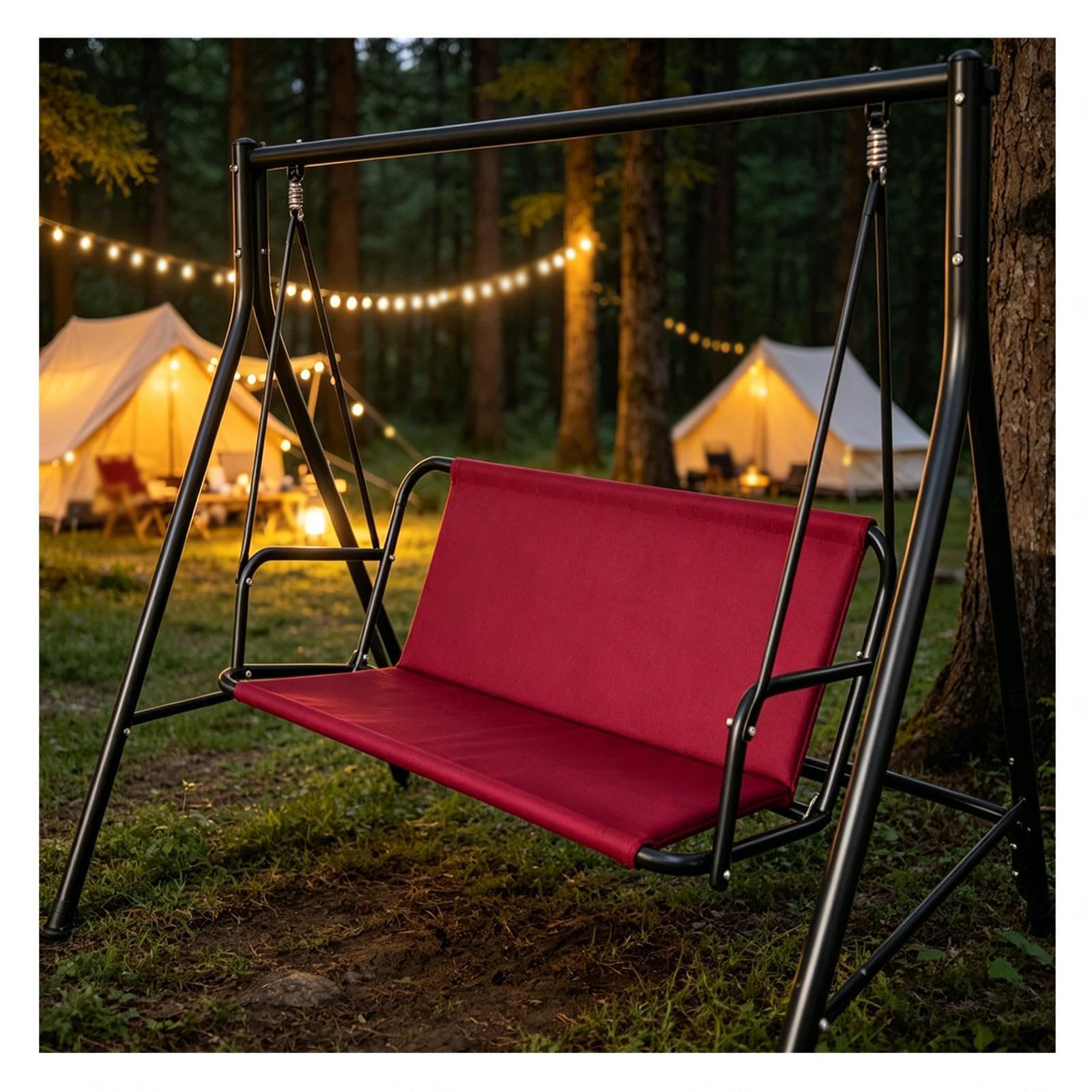 Outdoor Swing Replacement Fabric 600D Thickened Waterproof Oxford Outdoor Swing Cushion Cover for 2/3 Seater Patio Garden Swing Chair,Red-56.7×17.7×21.7in