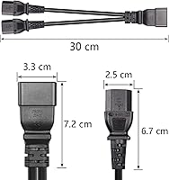Vista 6 de SinLoon Cable de alimentación IEC 320 C20 a Dual C13, C20 macho a 2 x C13 Y Splitter Adapter Cable de alimentación (negro C20 a Dual C13)