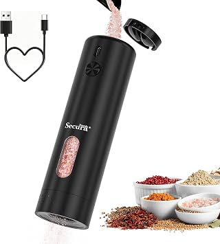 Secura Brands Electric Salt and Pepper Grinder, Black