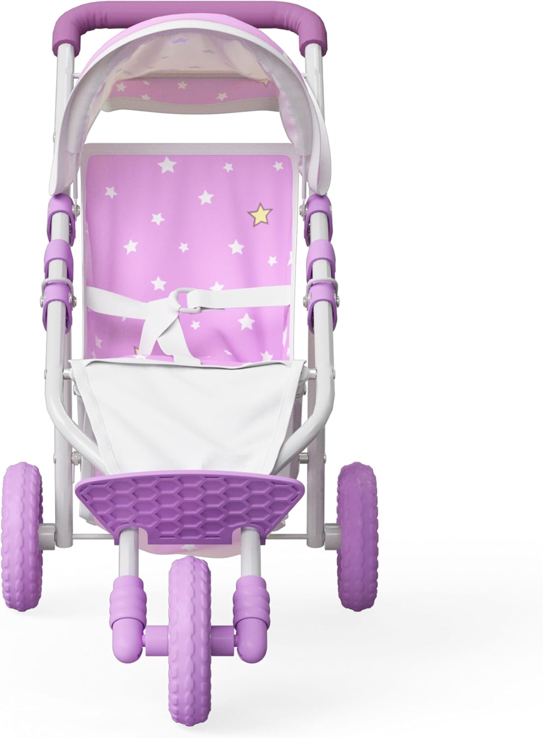 Olivia's Little World Baby Doll Jogging-Style Stroller with Canopy, Seatbelt and Storage Space, Purple and White