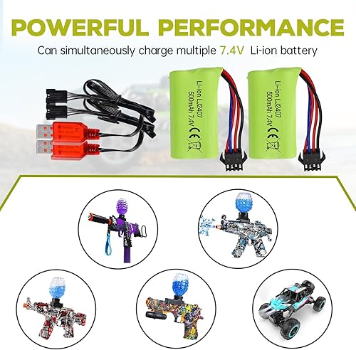 Miniatura 2 de 2 unids 7.4 V 500 mAh SM-4P Plug batería de carga con cable de carga USB para EC16 DE85 RC juguete coche modelo Off-Road Vehículo batería M416