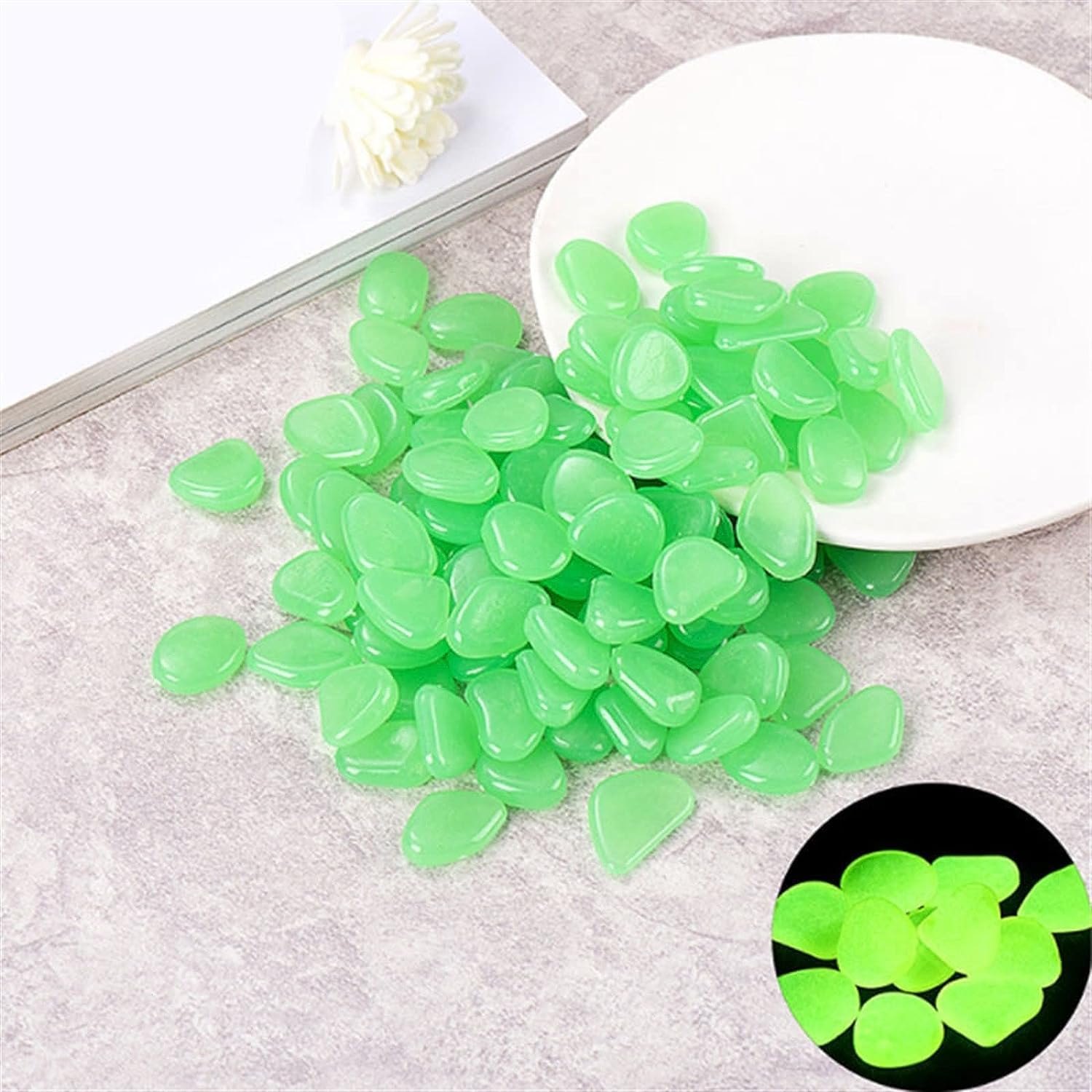 piedras decorativas, piedras luminosas, 100 piezas que brillan en las rocas oscuras, piedras luminosas y brillantes for decoraciones de interiores y exteriores, piedras brillantes for decoración al ai