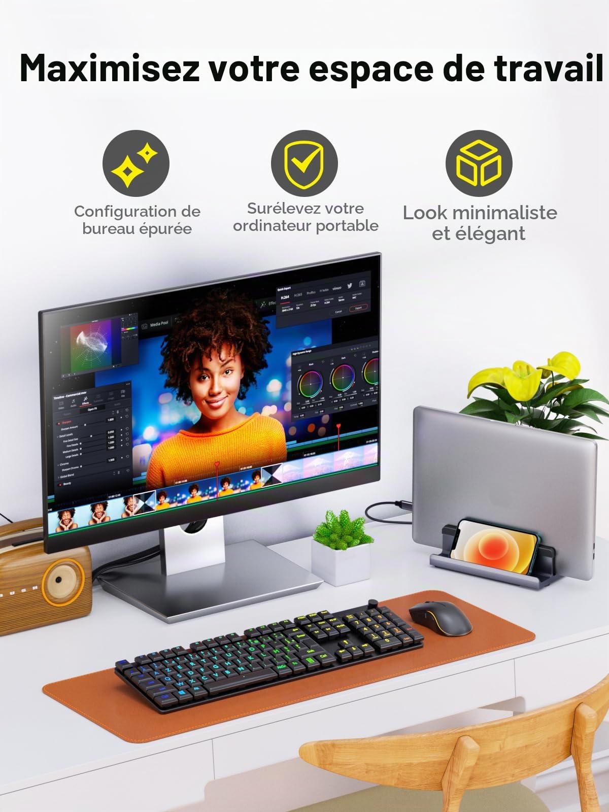 Station d'accueil Verticale 7-en-1 QUUGE pour Ordinateur Portable avec HDMI 4K pour MacBook