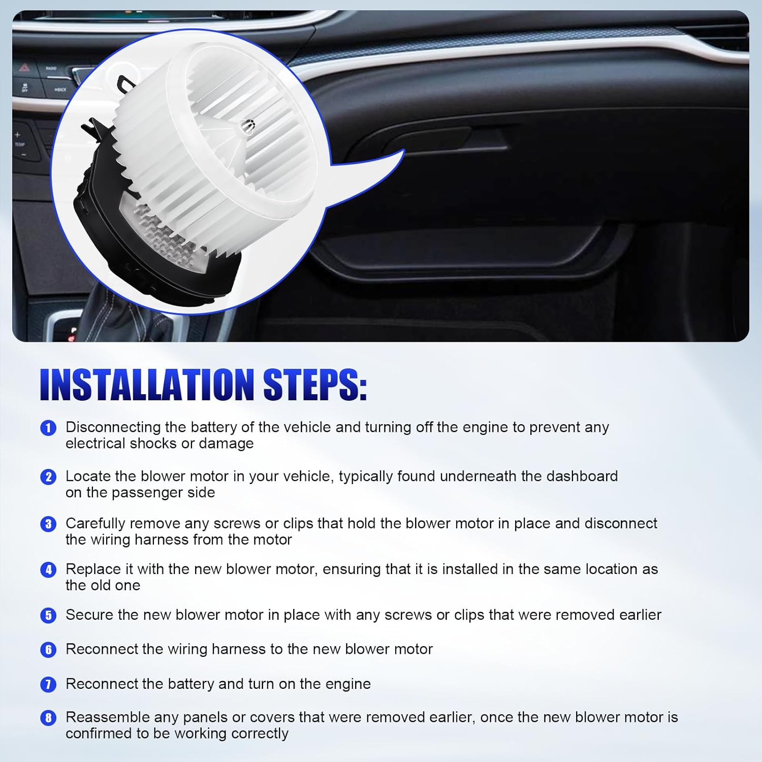 AC Heater Blower Motor with Fan Fits for Porsche Cayenne VW Volkswagen Touareg 2011 2012 2013 2014 2015 2016 2017 2018 HVAC Blower Motor Fan Replaces# 7P0820021