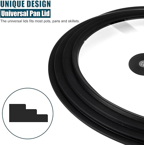 Miniatura 6 de Tapa universal para ollas y sartenes, cubierta de sartén para utensilios de cocina de 11 pulgadas, 12 pulgadas, 12.5 pulgadas de diámetro, tapa de