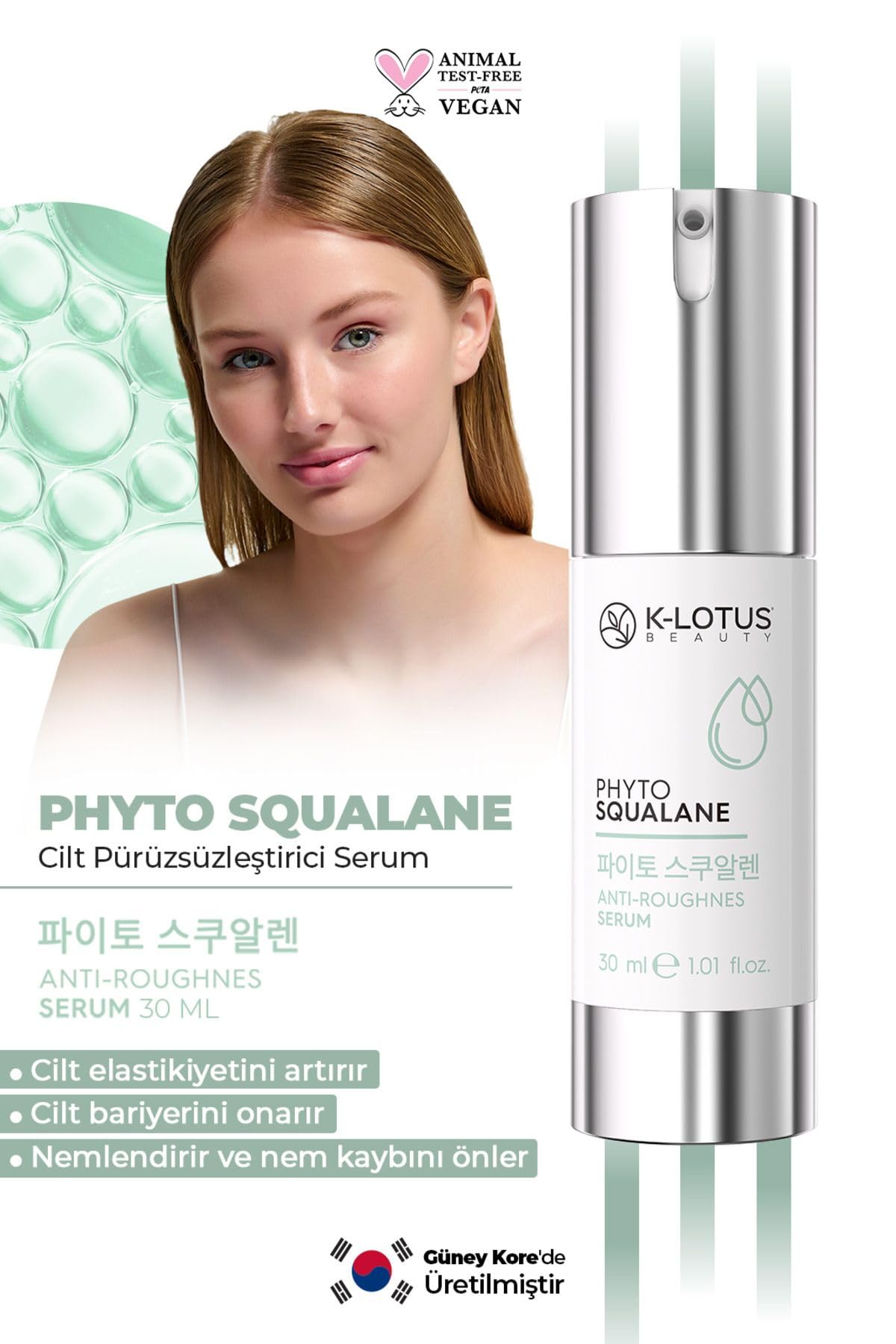 K-Lotus Beauty Phyto Squalane Cilt Pürüzsüzleştirici Kore Mucizesi Cilt Bariyer Onarıcı Cilt Serumu 30 ml