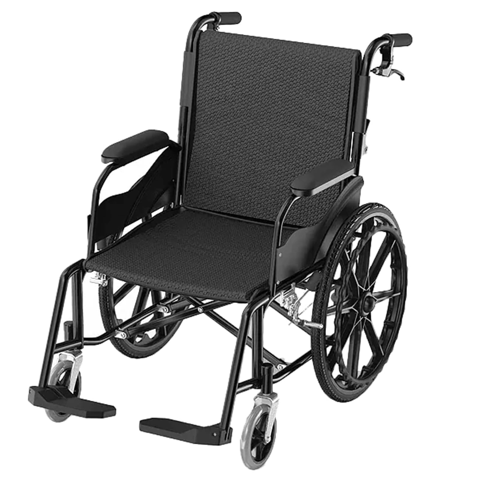 Sillas De Ruedas Transporte Sillas De Ruedas con Freno De Mano con Freno De Mano Y Asiento Ergonómico Silla De Ruedas De Acero Al Carbono Silla De Ruedas Manual Ligera