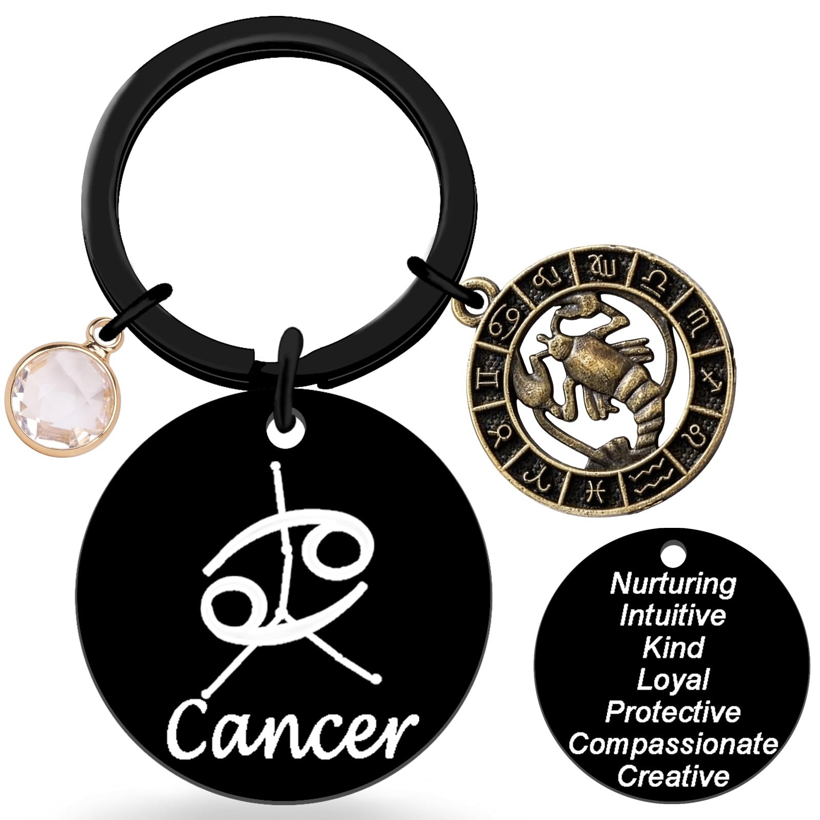QuLuvaeri Zodiac Gifts 12 Constellation Keychain Gifts for Women Star Sign Accessories for Friends Female Friendship Keys, Birthday, Christmas, Bag, Backpack (Cancer)