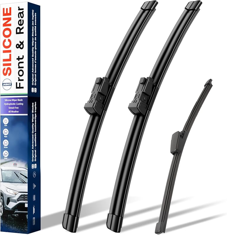 Palhetas do limpador de para-brisa de silicone JARHOT para Ford Mustang Mach-E 2021–2024 – conjunto com 3 peças