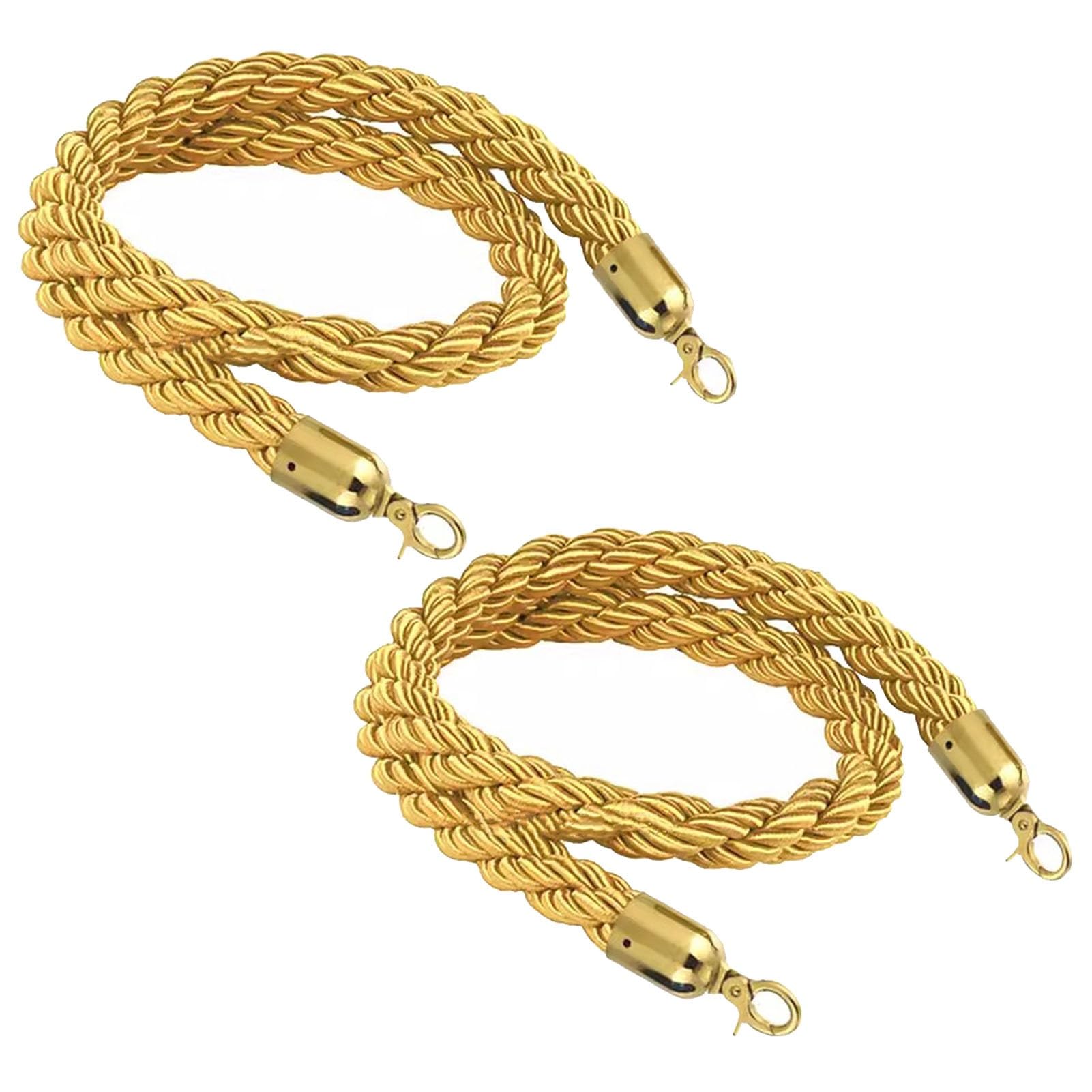 GDMDPTE Set of 2 Yellow-Gold Braided Hemp Ropes - 1.2m/4ft Crowd Control Barriers for Schools Churches Banks - Event Management Stanchion Cords for Line Separation